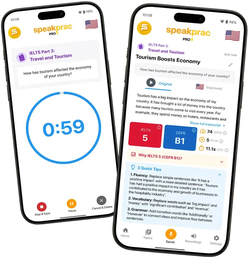 SpeakPrac App Interface