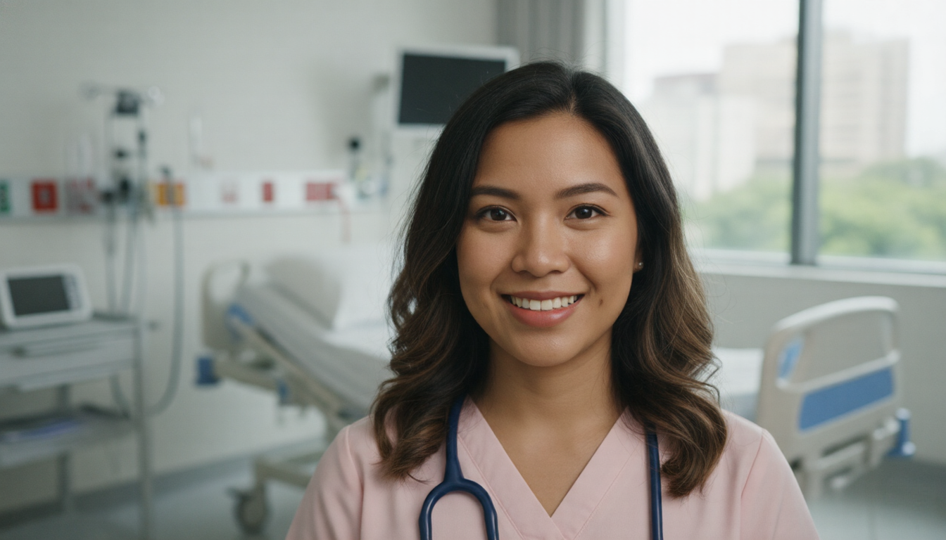 Filipino nurse in a hospital setting